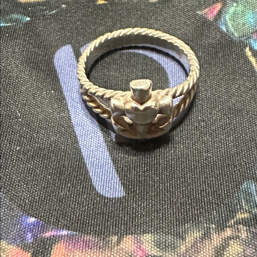 James Avery Silver anchor cross heart ring.